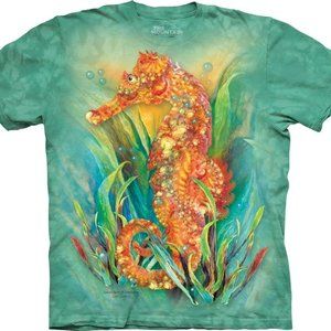 Seahorse Fish Coral Ocean Marine Blue Beautiful Cotton T-Shirt Mountain S-3X